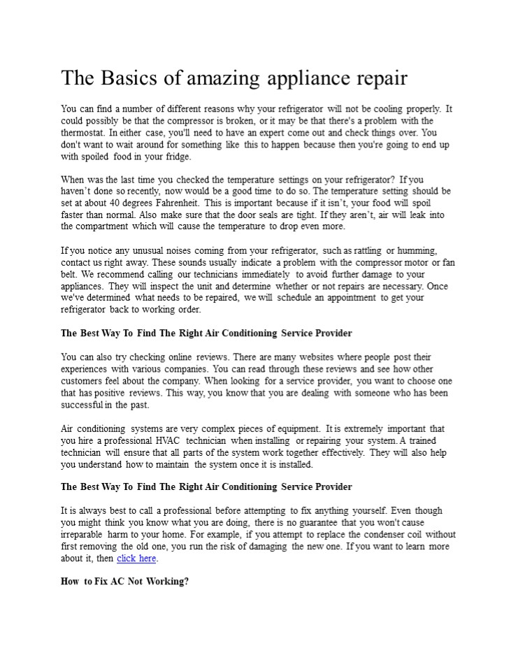 The Basics of amazing appliance repair (1)