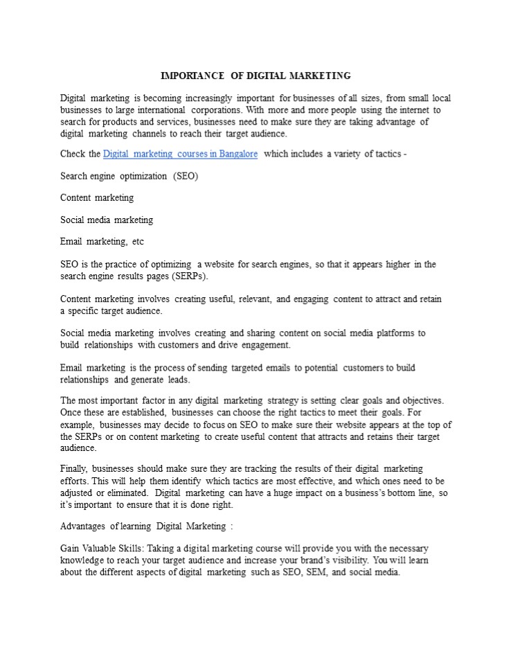 IMPORTANCE OF DIGITAL MARKETING