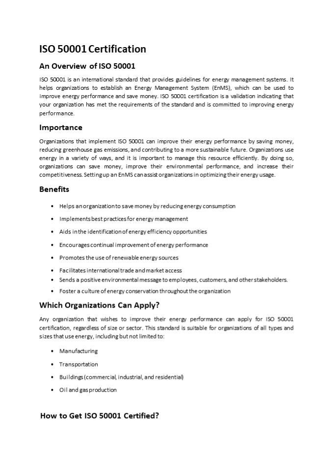 ISO 50001 Certification