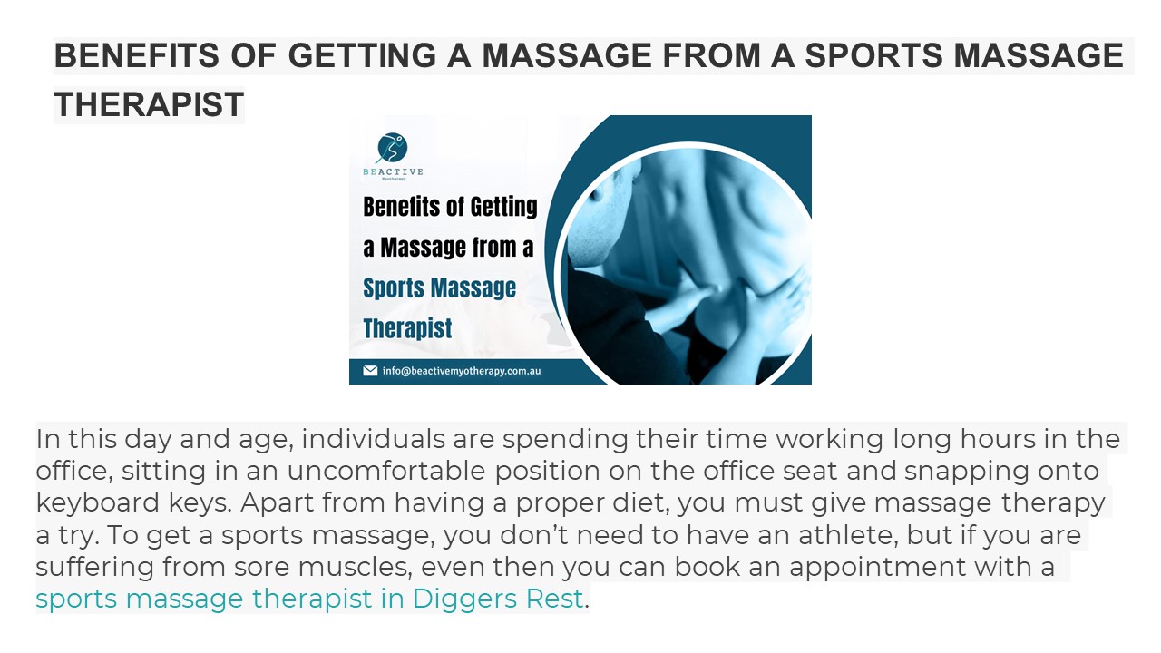 PPT BENEFITS OF GETTING A MASSAGE FROM A SPORTS MASSAGE THERAPIST