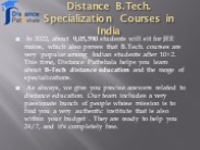 Distance B.Tech.Specialization Courses in India