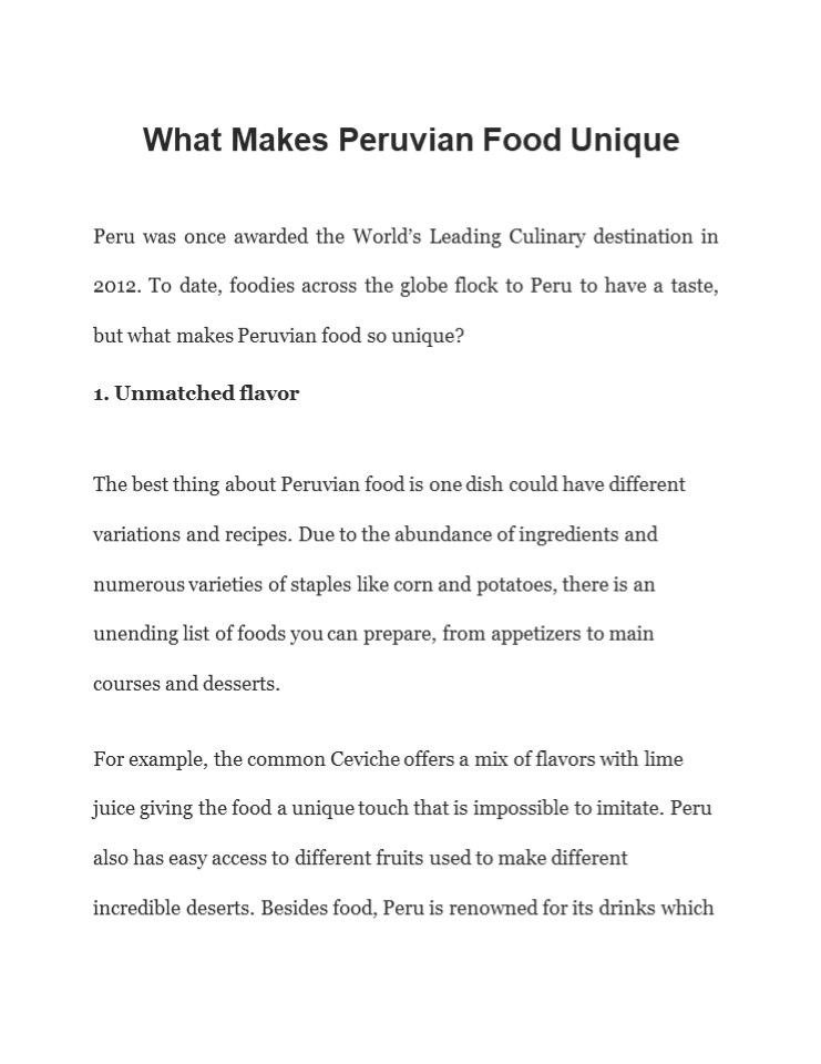 What Makes Peruvian Food Unique