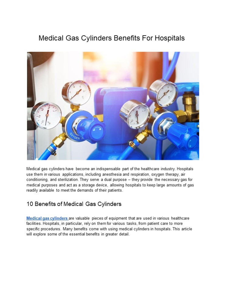 PPT Medical Gas Cylinders Benefits For Hospitals PowerPoint
