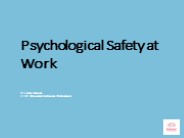 Training for Psychological Safety at Work