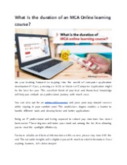 What Is the Duration of an MCA Online Learning Course?