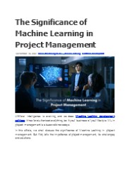 The Significance of Machine Learning in Project Management