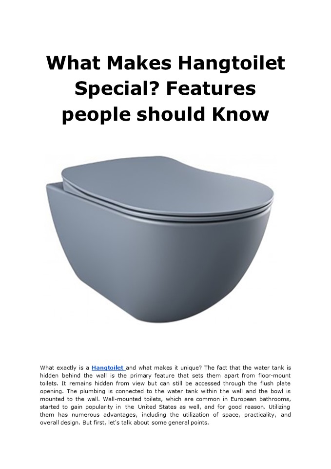 What Makes Hangtoilet Special? Features people should Know