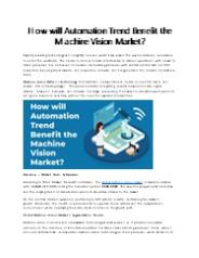 How will Automation Trend Benefit the Machine Vision Market?