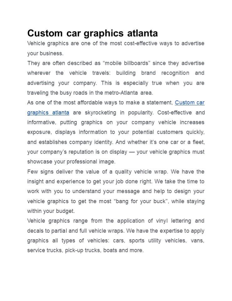 custom car graphics atlanta