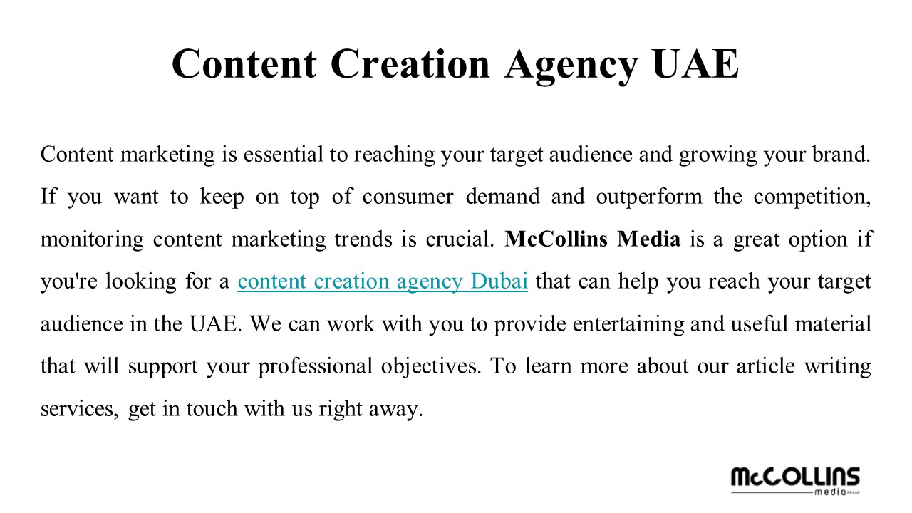 Content creation agency UAE