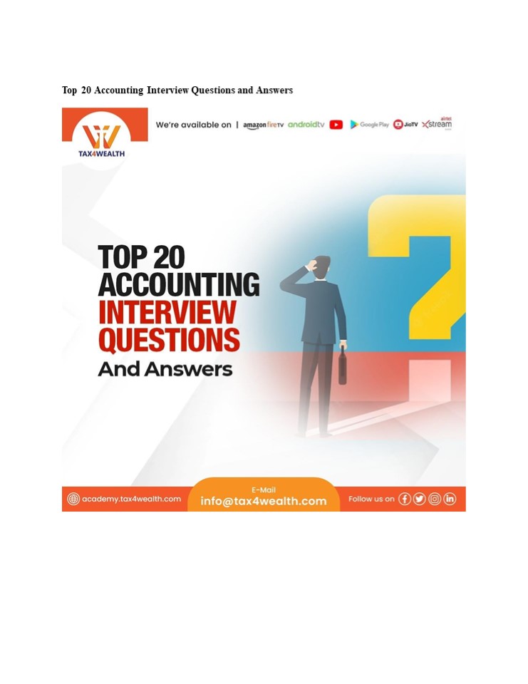 Top 20 Accounting Interview Questions and Answers | Academy Tax4wealth