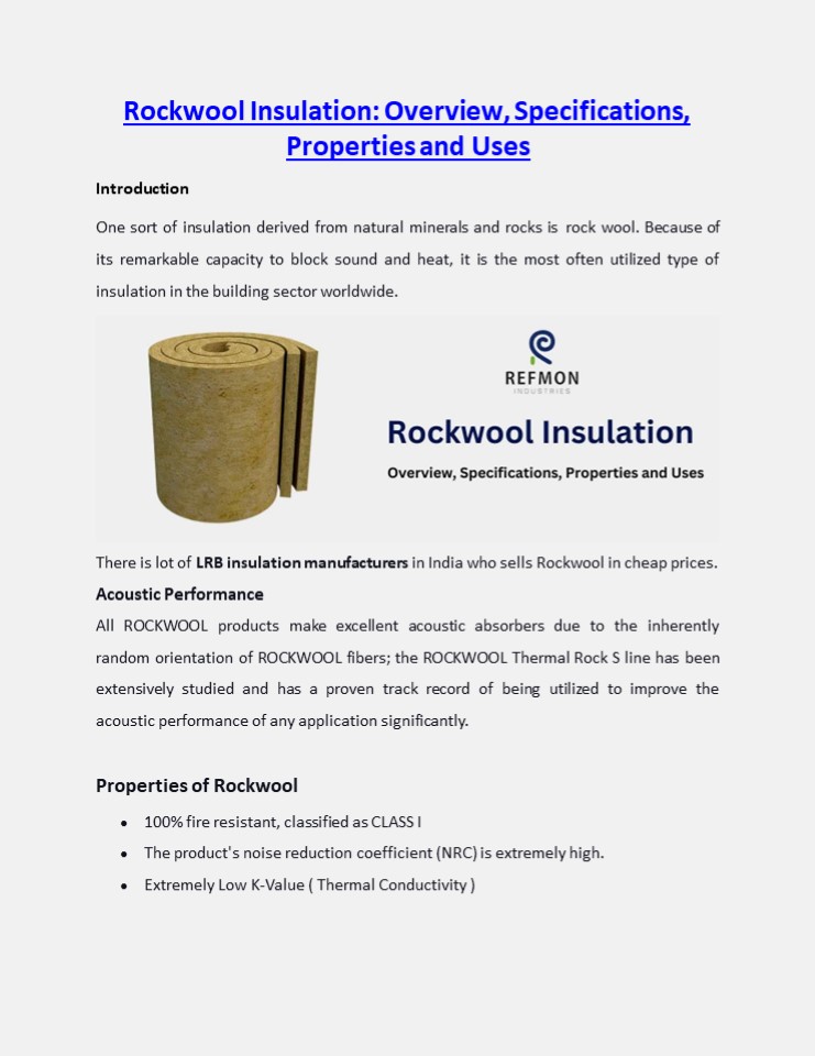 PPT Rockwool Insulation Overview, Specifications, Properties and
