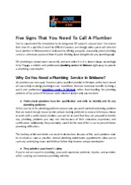 Five Signs That You Need To Call A Plumber