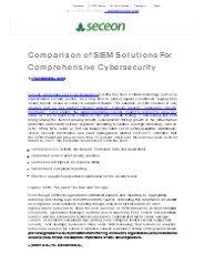 Comparison of SIEM Solutions For Comprehensive Cybersecurity