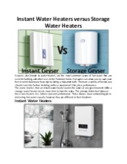 Instant Geyser Vs Storage Geyser