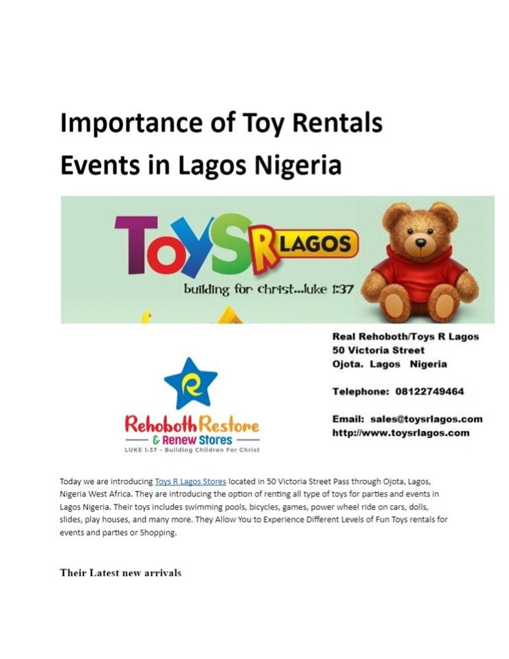 PPT Importance of Toy Rentals Events in Lagos Nigeria PowerPoint