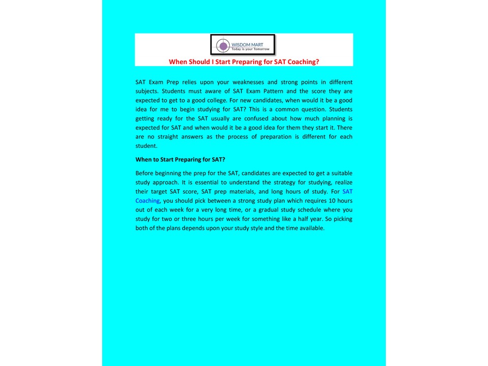 When Should I Start Preparing for SAT Coaching?