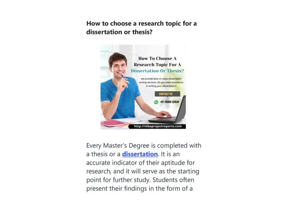 How to choose a research topic for a dissertation or thesis ...