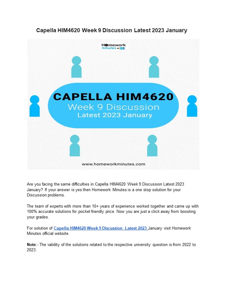Capella HIM4620 Wee k 9 Assignment Latest 2023 January
