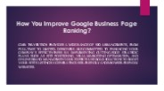 How You Improve Google Business Page Ranking?