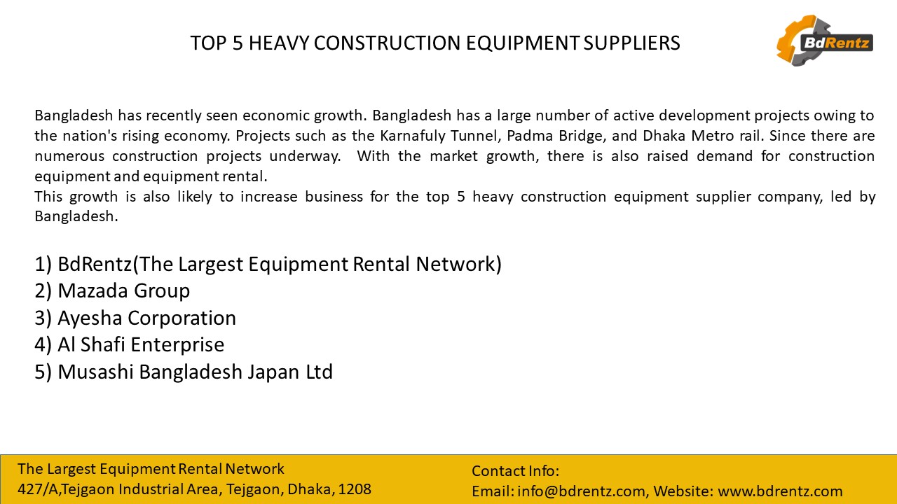 Top 5 Heavy Construction Equipment Suppliers