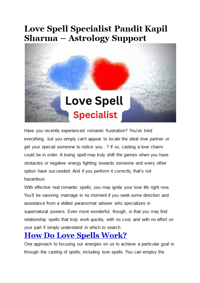 Love Spell Specialist Pandit Kapil Sharma - Astrology Support