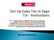 Set Up Sales Tax in Sage 50- Instructions