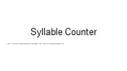Free online Syllable Counter