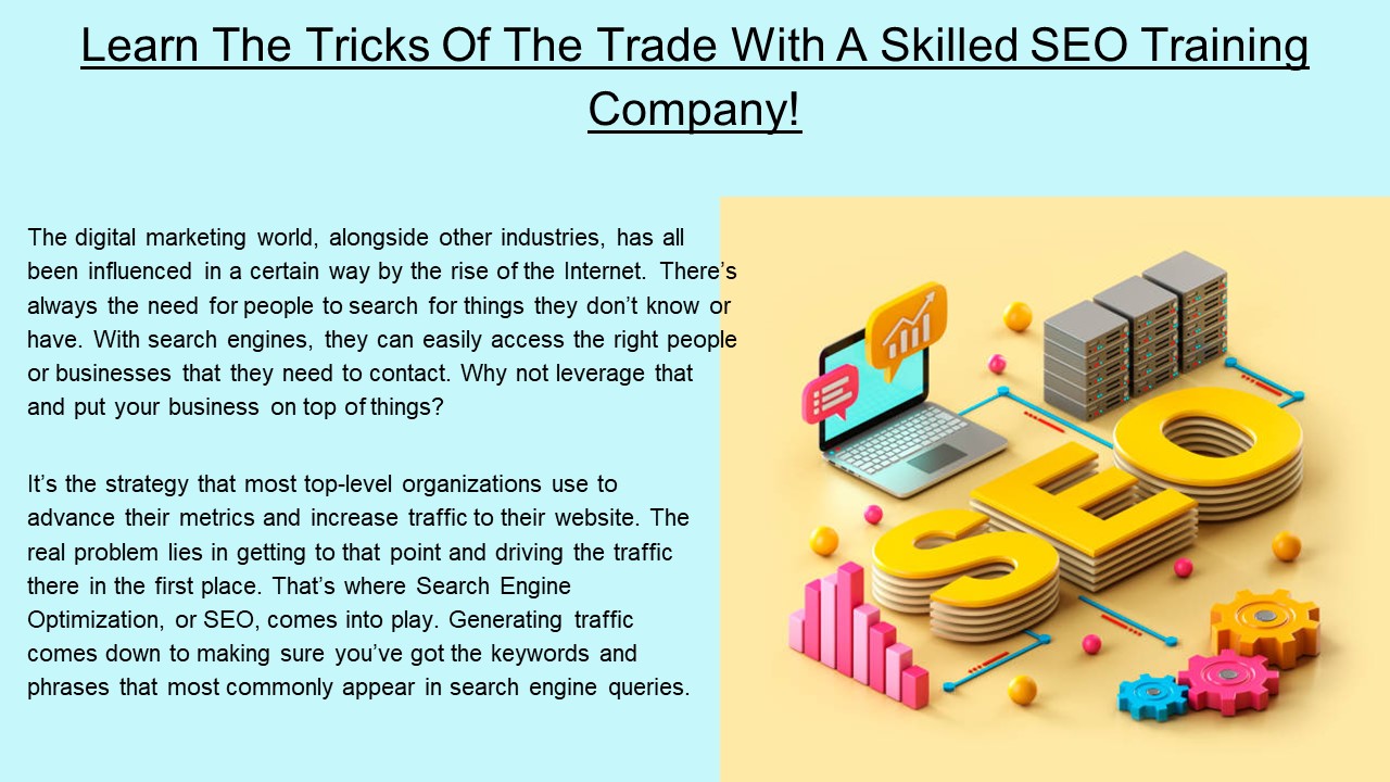 Learn The Tricks Of The Trade With A Skilled SEO Training Company!