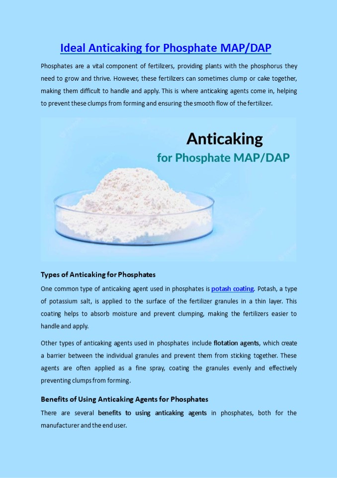 Ideal Anticaking for Phosphate MAP/DAP