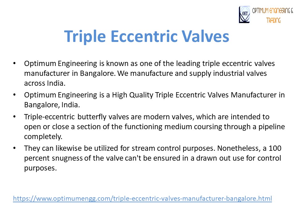 Triple Eccentric Valves Manufacturer in Bangalore