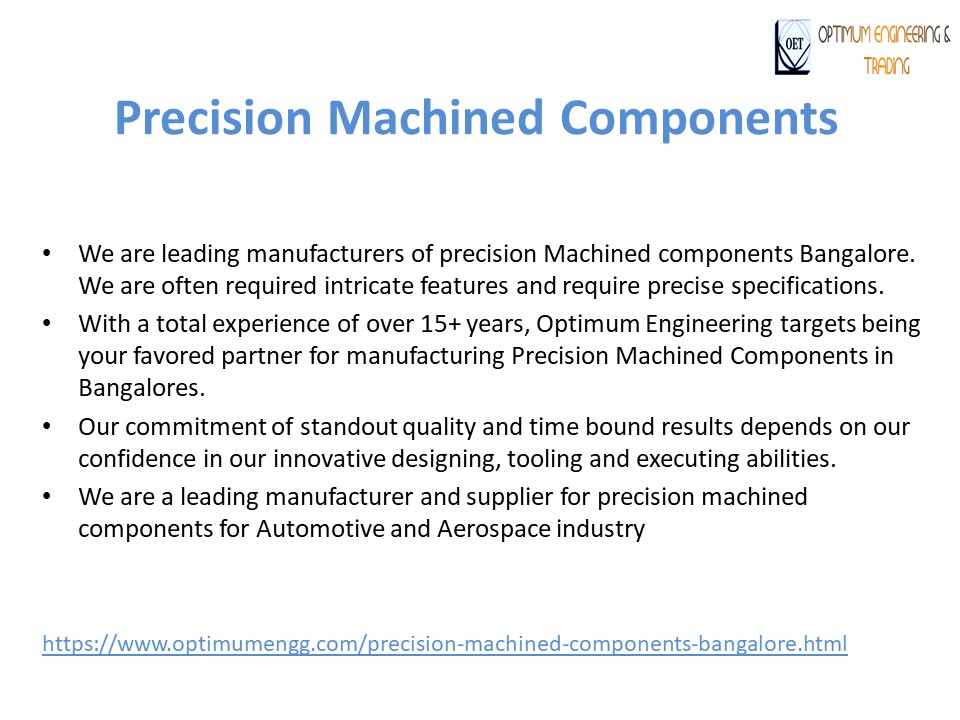 Precision Machined Components Bangalore-Precision Techniques