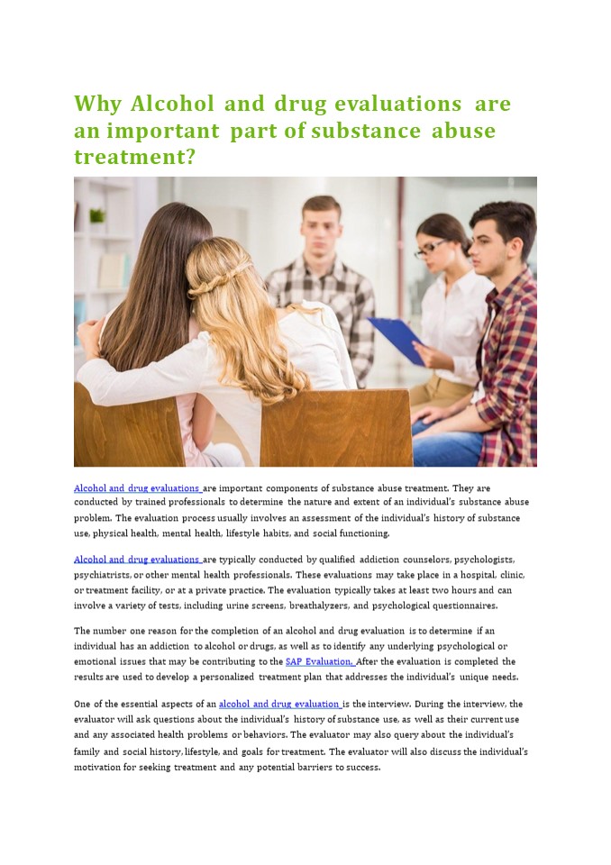 PPT Why Alcohol and drug evaluations are an important part of substance abuse treatment
