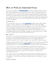 How to Write an Analytical Essay