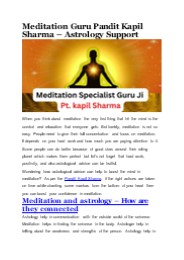 Meditation Guru Pandit Kapil Sharma - Astrology Support