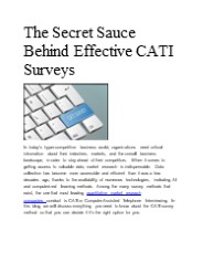The Secret Sauce Behind Effective CATI Surveys