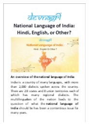 National Language of India: Hindi, English, or Other?