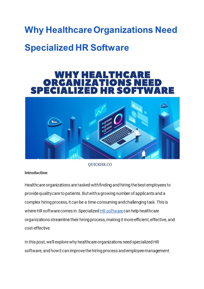 Why Healthcare Organizations Need Specialized HR Software