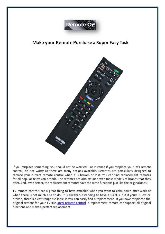 Make your Remote Purchase a Super Easy Task