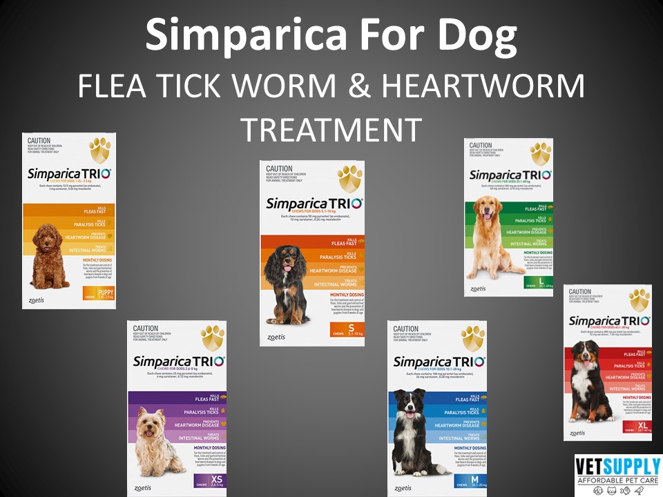 PPT Simparica Trio Flea Tick Worm And Heartworm Protection for dogs