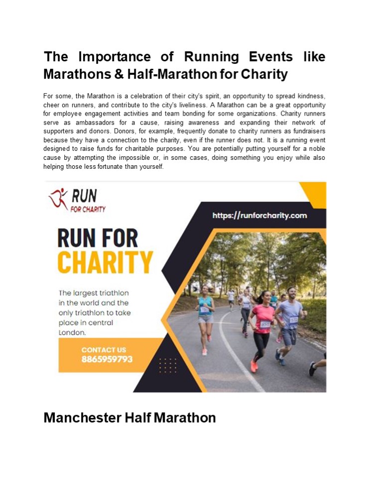 The Importance of Running Events like Marathons & Half-Marathon for Charity