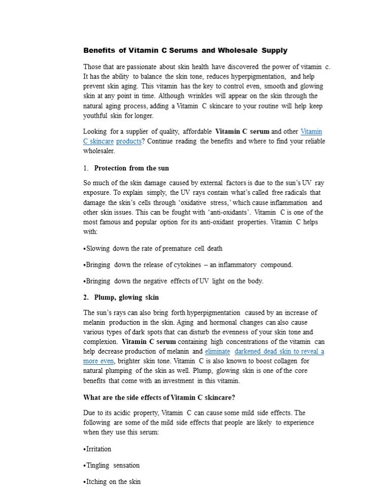 Benefits of Vitamin C Serums and Wholesale Supply