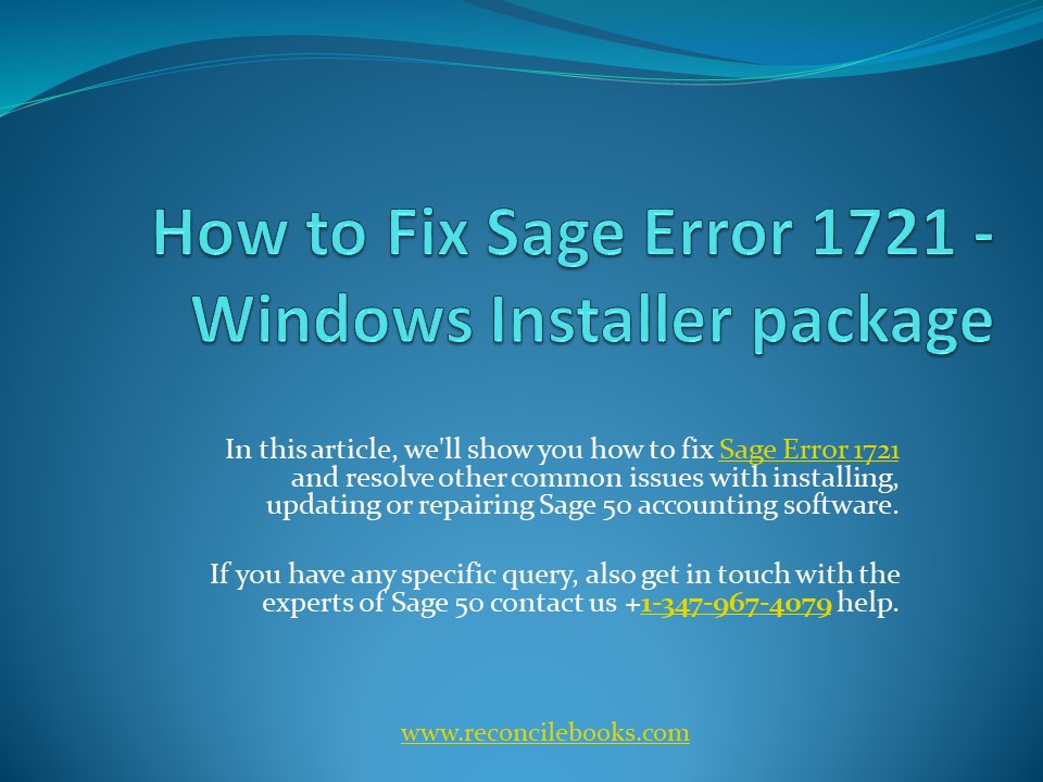 PPT How to Fix Sage 50 Error 1721 PowerPoint presentation free to