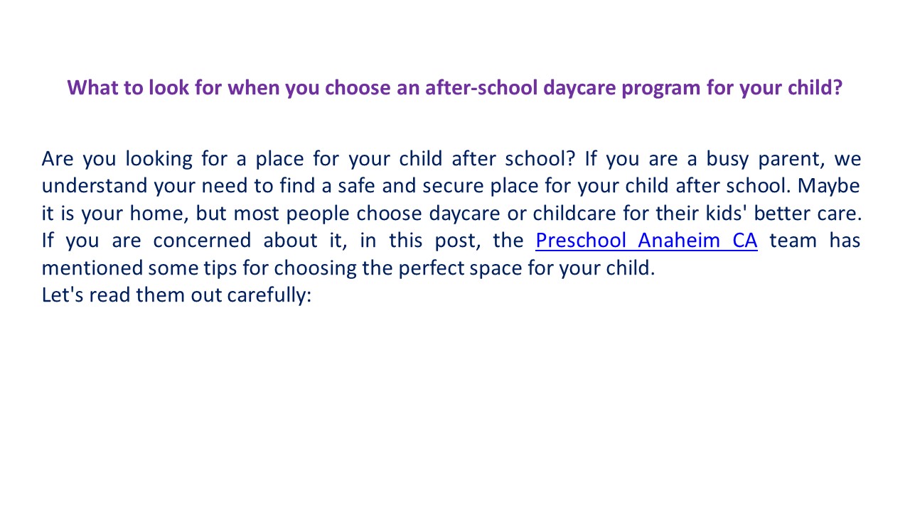 PPT – What to look for when you choose an after-school daycare program ...