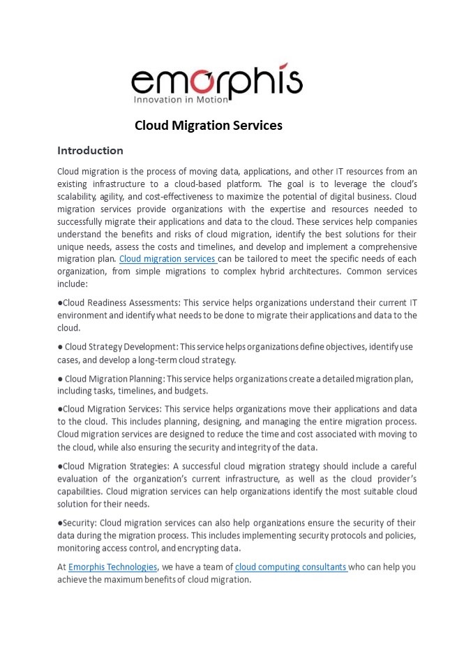 Cloud Migration services