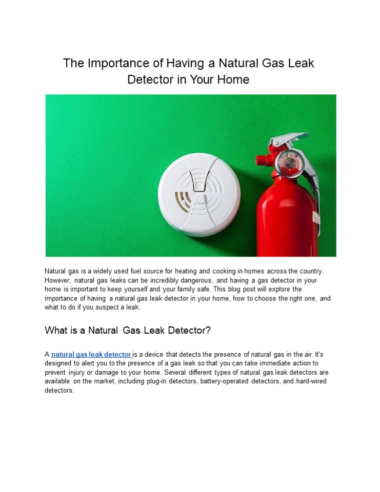 PPT The Importance of Having a Natural Gas Leak Detector in Your Home