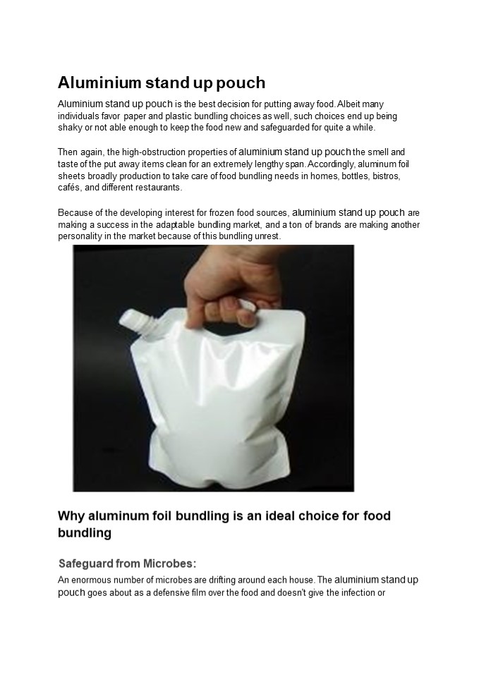 What are the features of aluminium stand up pouch?