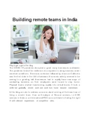 Building remote teams in India