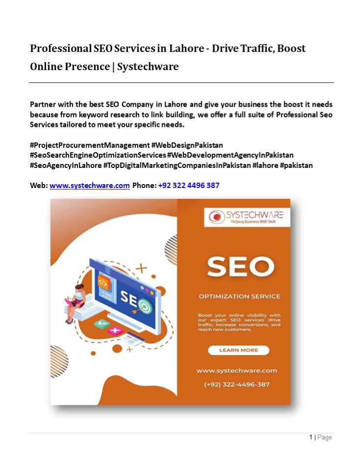 Professional Seo Services in Lahore - Drive Traffic, Boost Online Presence.