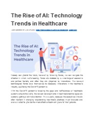 The Rise of AI: Technology Trends in Healthcare